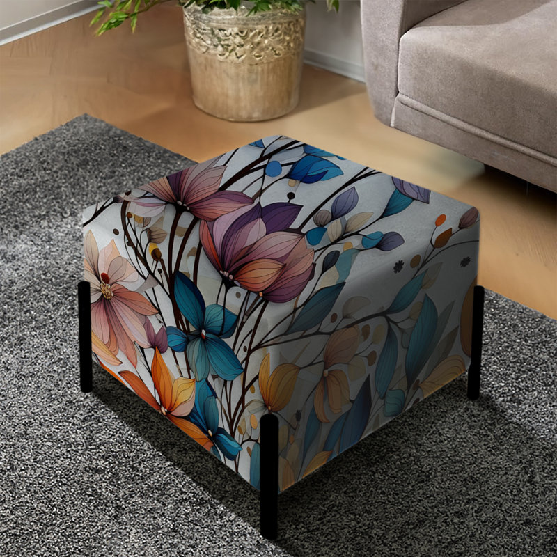 Watercolor Whimsy Blue Elegant Floral Grace - Repose-pieds carré floral
