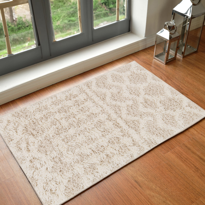 Geometric Shag Area Rug, Rectangle 61 x 91cm