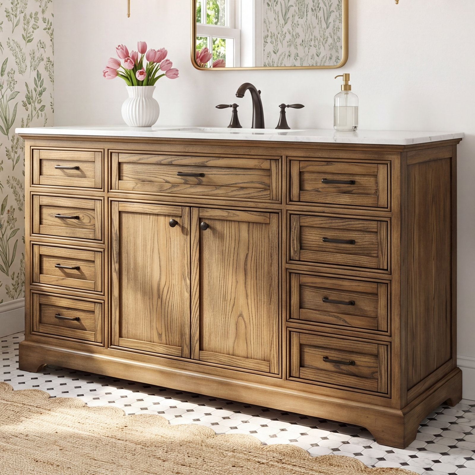 Hermes 60'' Single Bathroom Vanity, Dark Brown