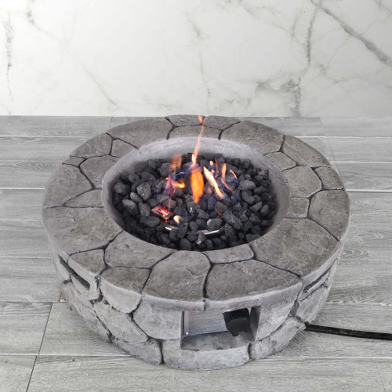 Fiber Reinforced Concrete Outdoor Fire Pit, Gray, 25" H x 30" W x 30" D