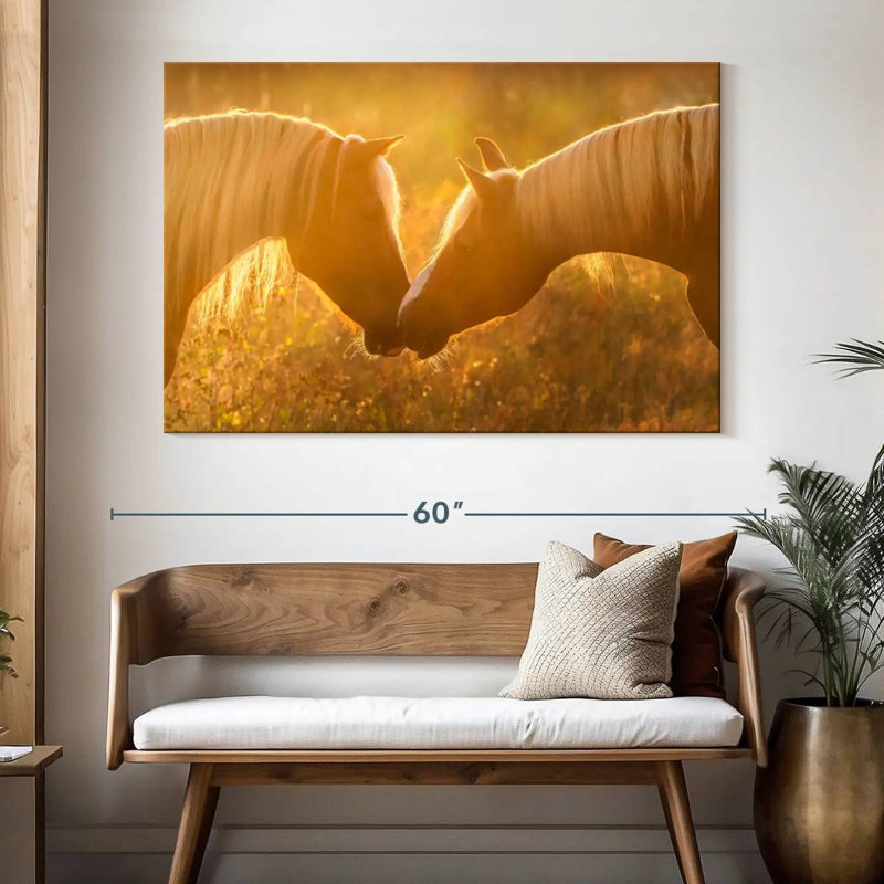 Hardie, coucher de soleil romantique, chevaux, H 34 po x l 51 po