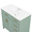 Meuble-lavabo mural moderne vert clair de 36 pouces, comptoir en céramique, porte d'armoire à fermeture en douceur et 4 tiroirs de rangement fonctionnels, mobilier de salle de bain pratique à usage quotidien-133663402