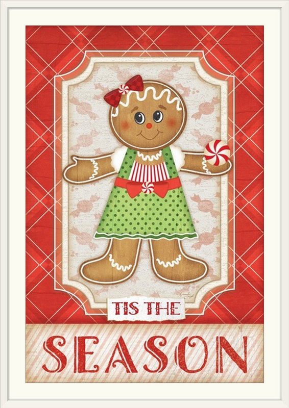 «Gingerbread Girl» par Jennifer Pugh, impression, H 26 po x l 20 po x P 1 po, Cadre blanc