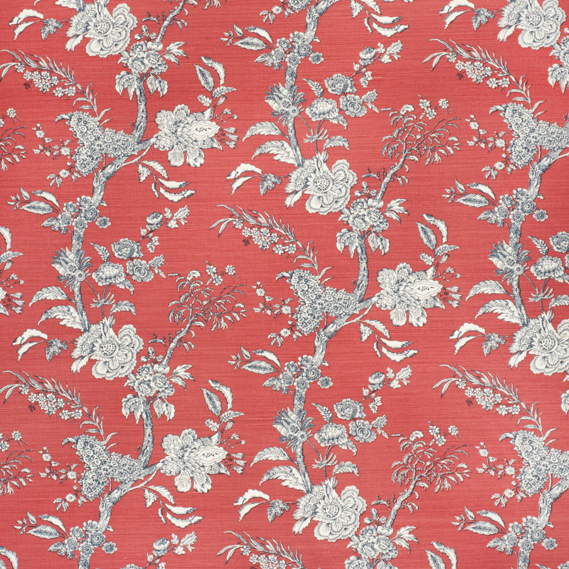 Beijing Blossom Heavyweight Fabric, Crimson/Navy