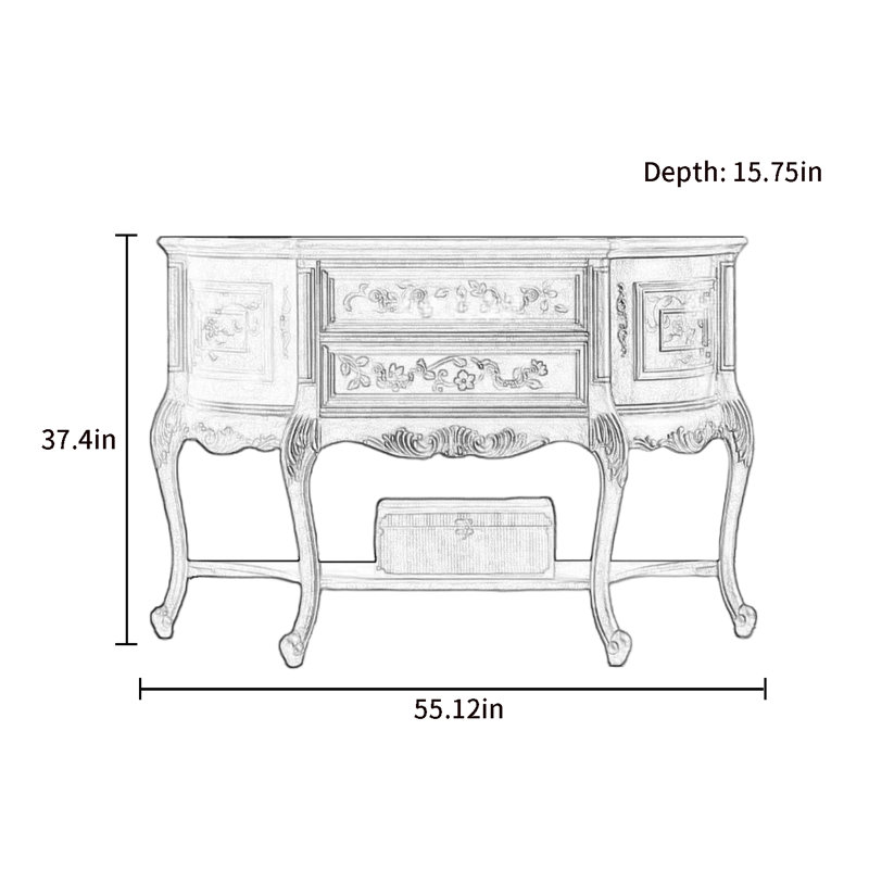 Half-Round Console with Double Doors and Drawers