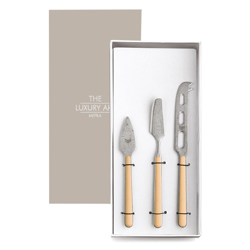 Fantasia Pewter Cheese Knives - 3 Pieces - Light Blue, Sesame