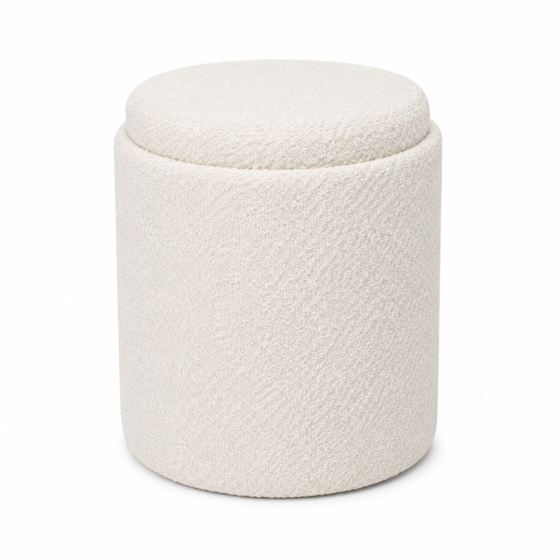 Repose-pieds rond avec rangement réversible 15 po Boucle, Blanc