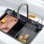 Évier de cuisine en acier inoxydable avec robinet escamotable Lefton 304, gris, KS2206