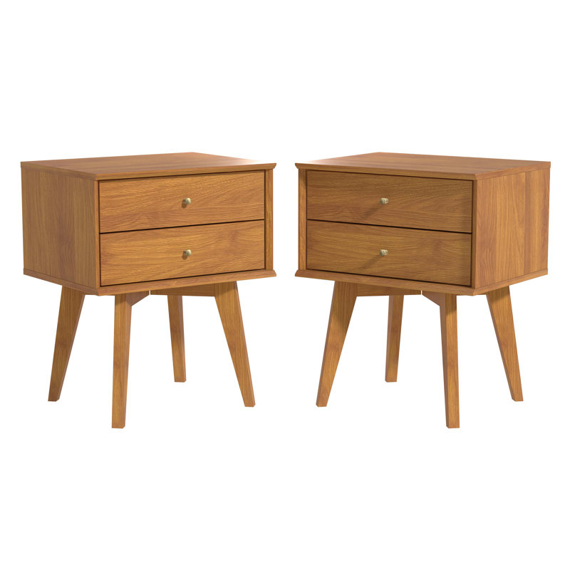 Table de chevet 2 tiroirs Natsu en brun