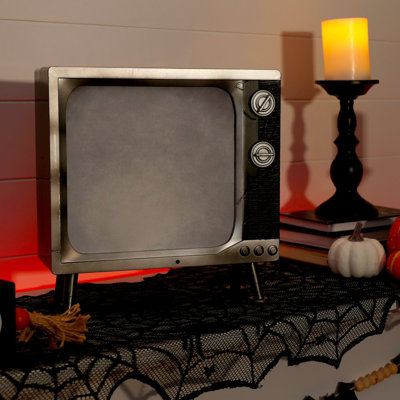  Téléviseur animée de 12 po de hauteur par Tekky, animée à piles et animée par le mouvement, avec effets sonores et lumières pour la décoration intérieure ou extérieure d'Halloween