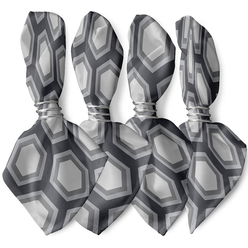 Alyrica Polyester Geometric Square Napkin, 18" W x 18" L, Dark Gray / Light Gray