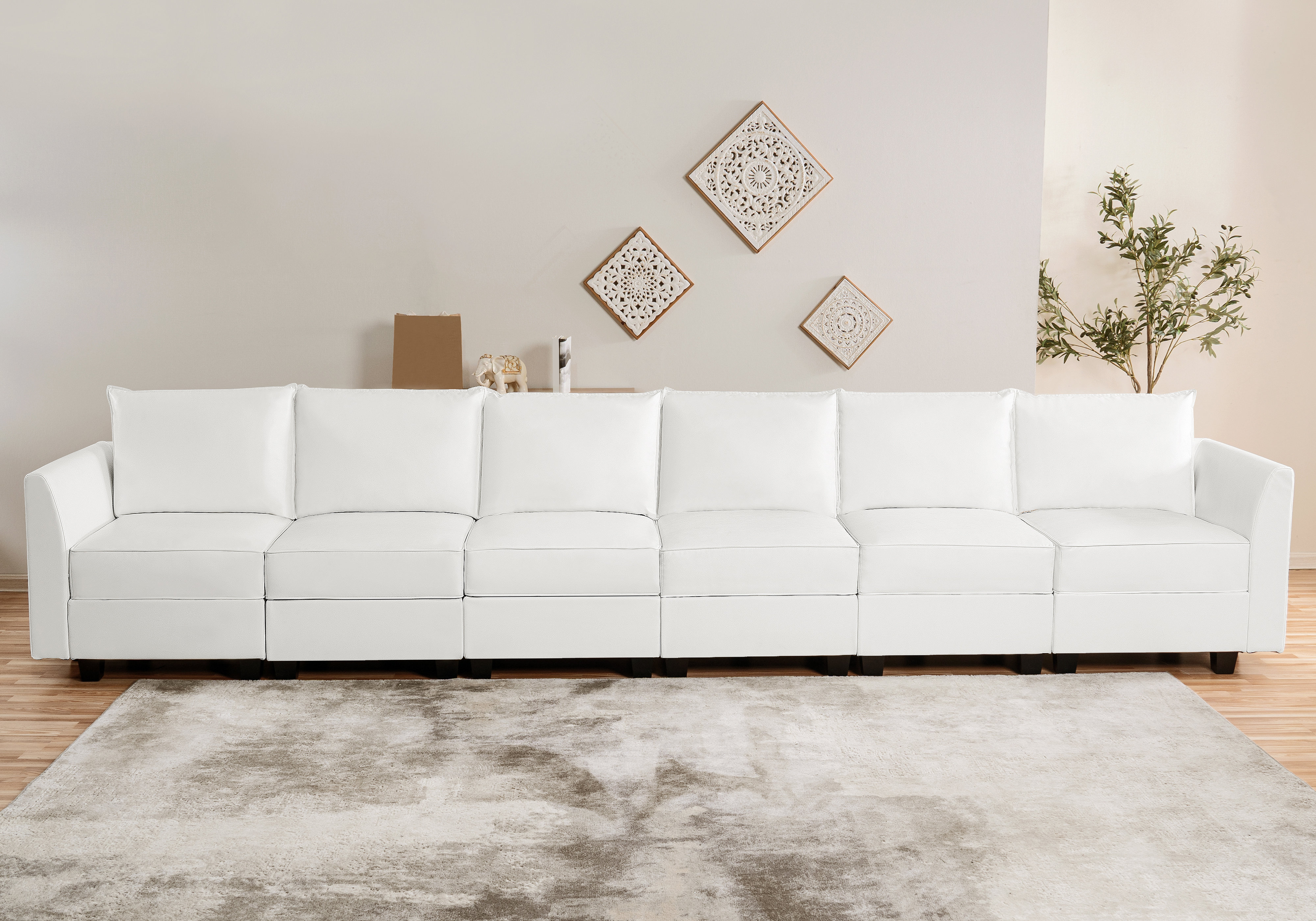 Hokku Designs Rudie 6 Seater Convertible Modular Sectional Air Leather ...