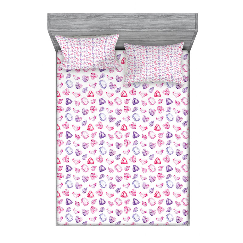 Microfiber Geometric Sheet Set, Queen Sheet Set with Fitted Sheet