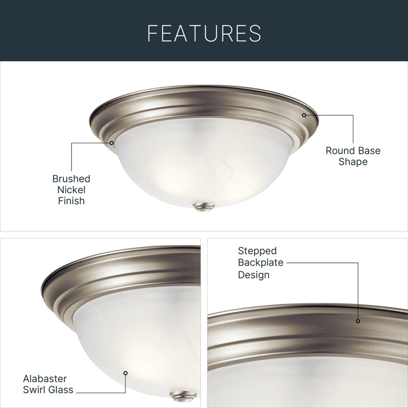Oberyn Glass Flush Mount, Brushed Nickel