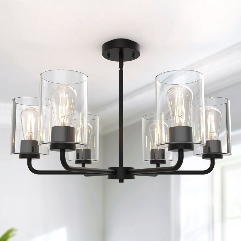 Agnella 6-Light Flush Mounted Pendant Lighting Chandelier For Hallway Loft Kitchen Bar Close To Ceiling, Clear