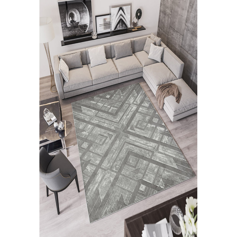 Tapis écologique (5,9 x 9,2 pi), 100% polyester, 650 g / m² | Antibactérien, antidérapant à pois en PVC, hauteur des poils de 0,2 po | Lavable à la machine, impression numérique pour une décoration moderne, durable et facile d'entretien