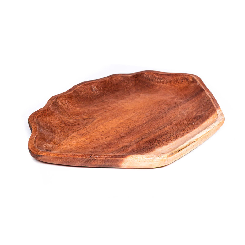 Assiette plate en acacia 10 po Clam (ensemble de 4)