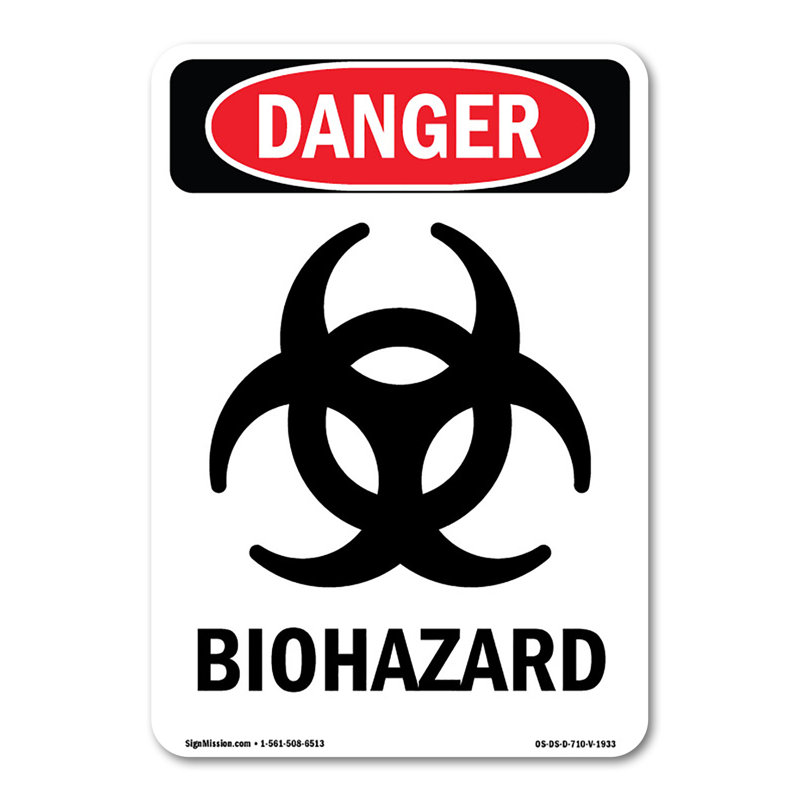 Portrait Biohazard Decal 10" X 7", 7" H x 10" W x 0.1" D