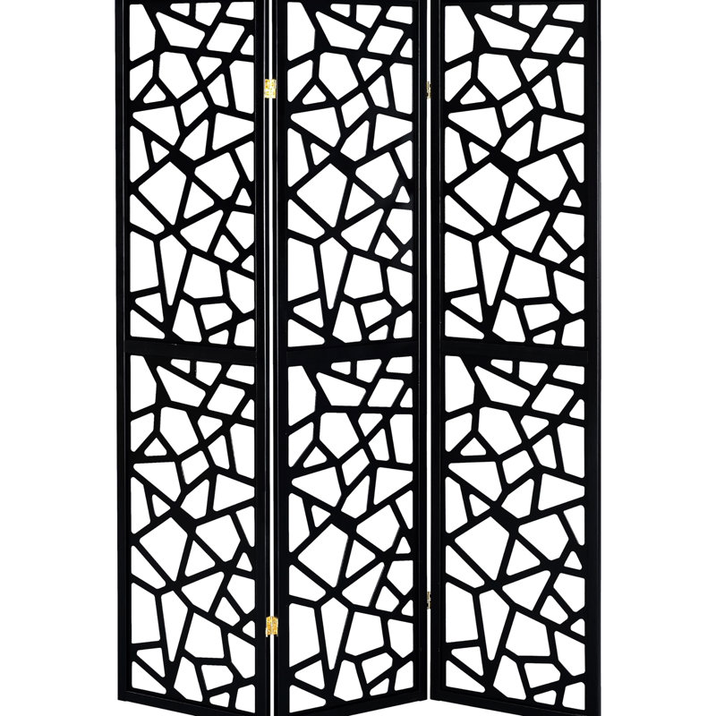 Stylish Black 3 Screen With Complex Mosaic Pattern For Stunning Home Interior
