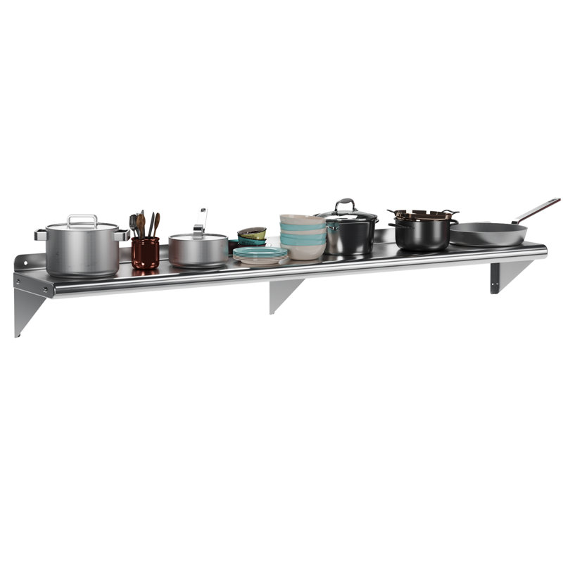 Steel Flat Wall Mounted Pot Rack, 12" H x 72" W x 12" D