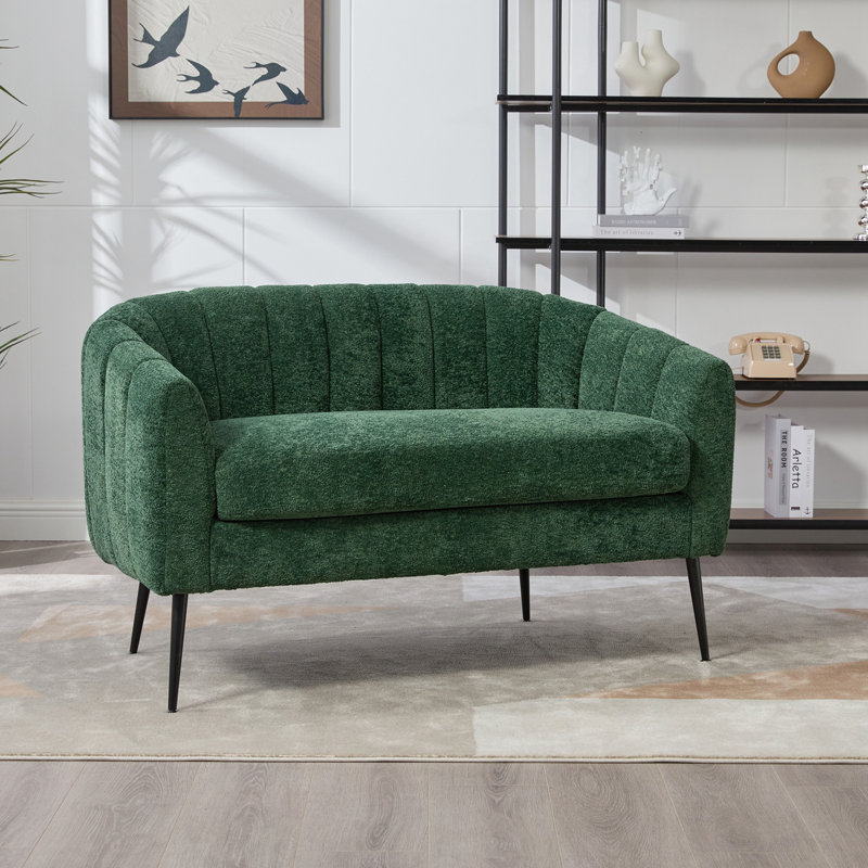 Causeuse en chenille avec pieds en métal, Vert