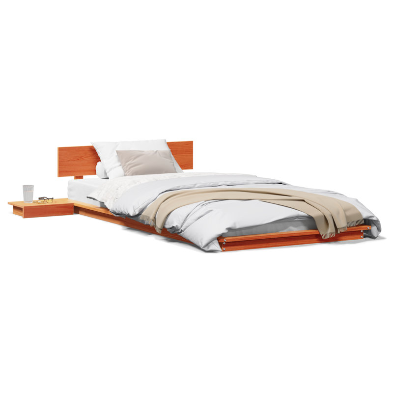Solid Wood Bed, European Single (90 x 200 cm), Wax Brown