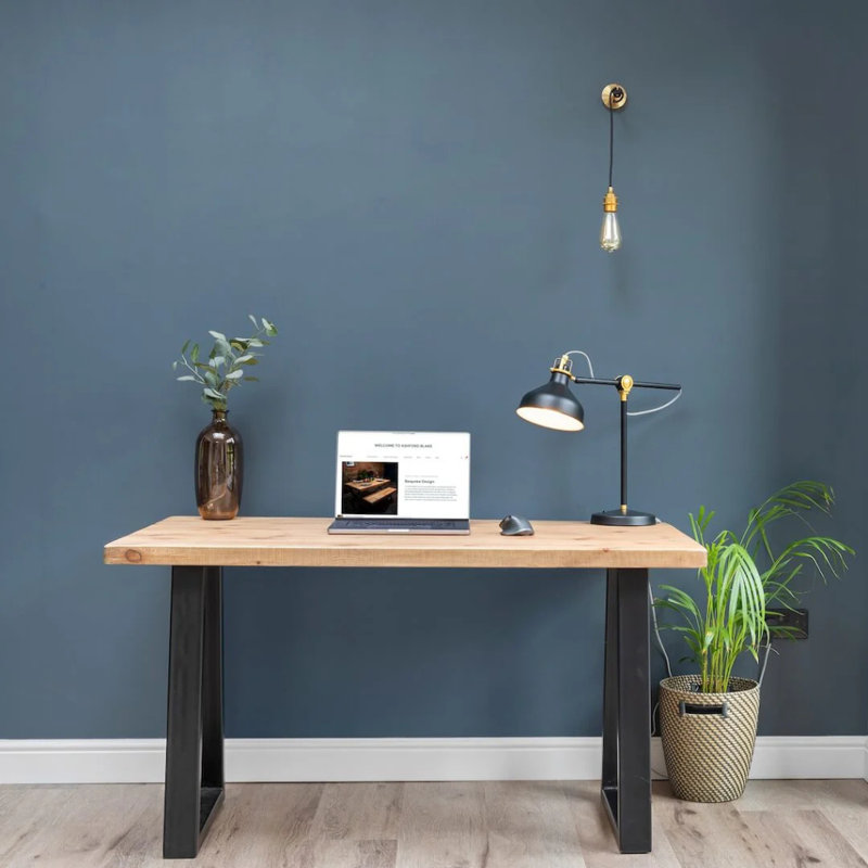 Rustic Office Desk - Chunky Tri Legs, 76cm H x 60cm W x 200cm D