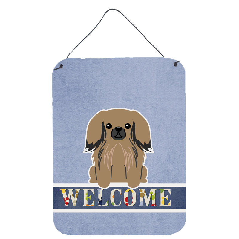 Décoration murale "pékinois welcome" prints, Pékinois beige foncé
