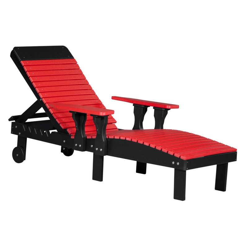 Chaise de patio inclinable Dicie, Rouge / Noir