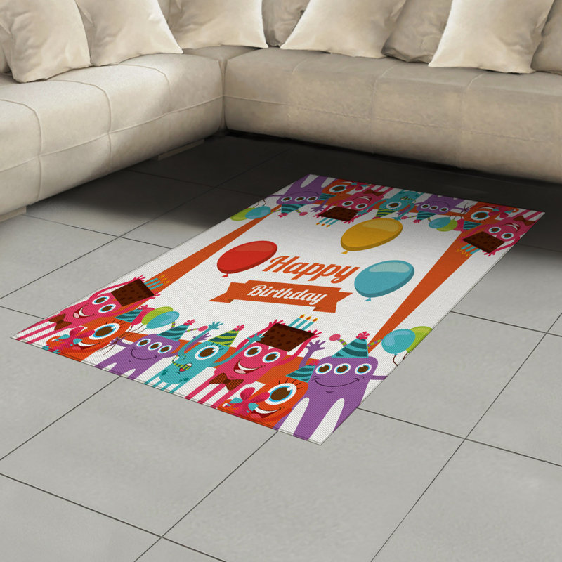Cartoon High Density Long Fiber Poly Threads Decorative Area Rug Carpet, Rectangle 4' x 5'8"