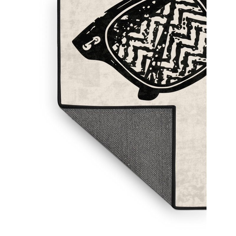 Tapis à chevrons et zigzag doux en peluche douce à trois verres Montauk - reliure noire, 7 x 9