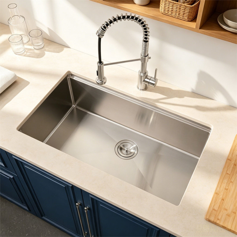 Évier de cuisine encastré à simple cuve en acier inoxydable 33 po X 19 po Topcraft, Dark Gray