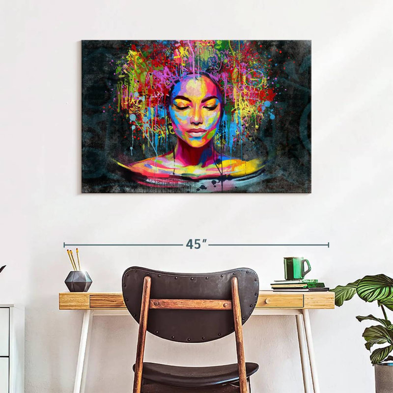 Afro Hair Splash sur impression sur toile, H 26 po x l 39 po x P 1,25 po