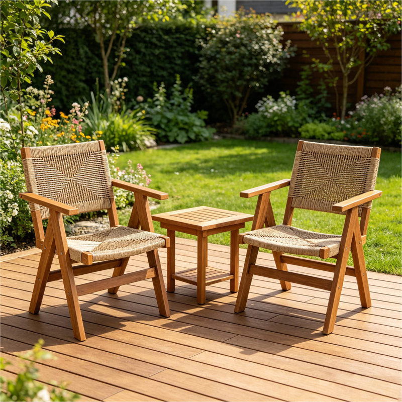 Chaise de salle à manger d'extérieur 2 pièces 2 pièces, Teak