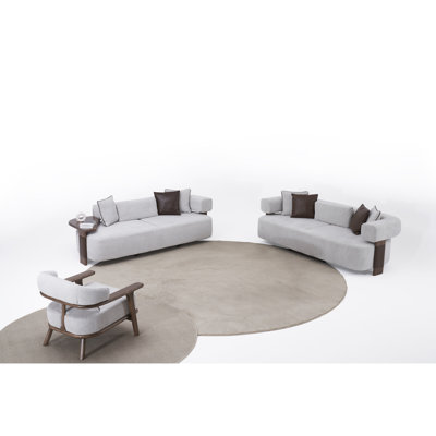 Indigo White & Walnut Living Room Set