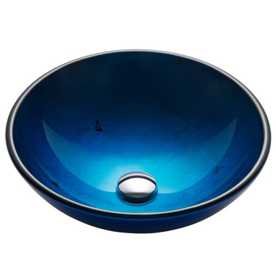 Kraus Galaxy Irruption Glass Vessel Sink with Pop-Up Drain and Mounting Ring