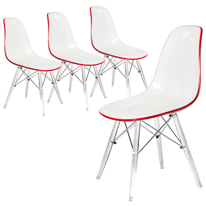 Culley Modern Acrylic Side Chair – Armless Transparent Accent Chair Lightweight Molded Plastic Seating for Dining Room, Kitchen, Vanity, Office, or Banquet