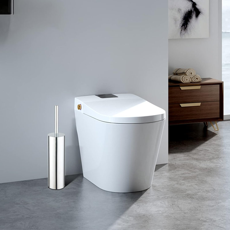 Stainless Steel Toilet Brush Long Bucket Stand Round Toilet Brush with Holder