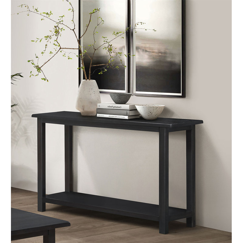 Console en bois pour le vestibule du vestibule (table basse incluse), Noir patiné