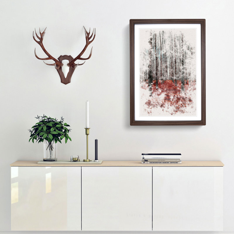 Rows of Trees - Picture Frame Graphic Art Print, 63cm H x 45cm W x 2cm D, Walnut Framed