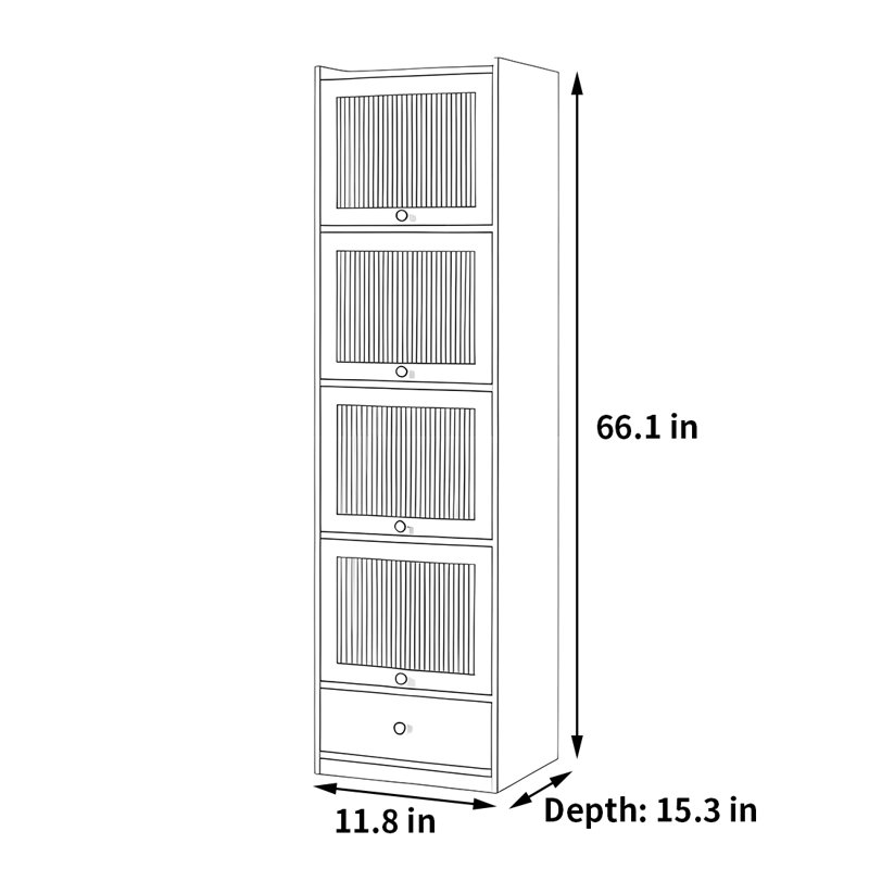 Fleischer, (4 Shelves) 66.1"H x 11.8"W x 15.3"D, Brown