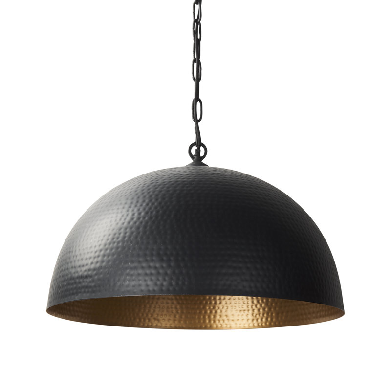 Cartie Hammered Metal Dome Pendant Light, Matte Black, Black, 17" H x 24" W x 24" D