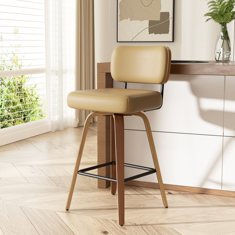 Tabouret pivotant rembourré à hauteur de bar, Kaki