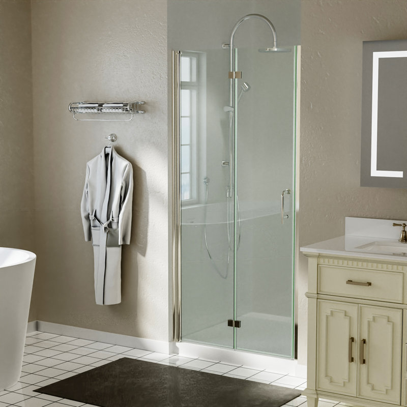 36"-37 1/4" W x 72" H Bi-Fold Frameless Shower Door with Clear Glass, Brushed Nickel