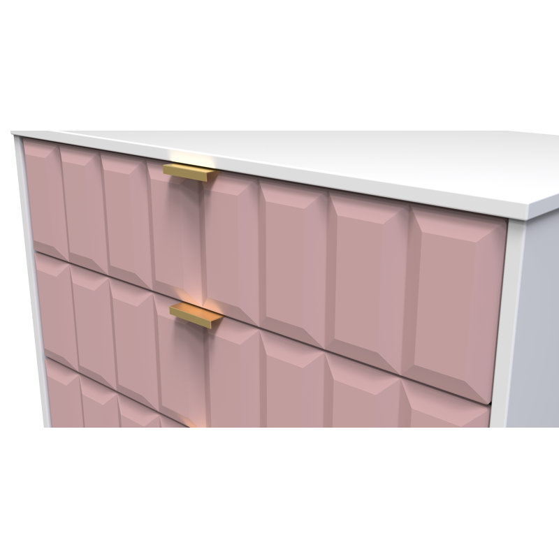 Allem 77 cm W Chest of 3 Drawers, Kobe Pink/White