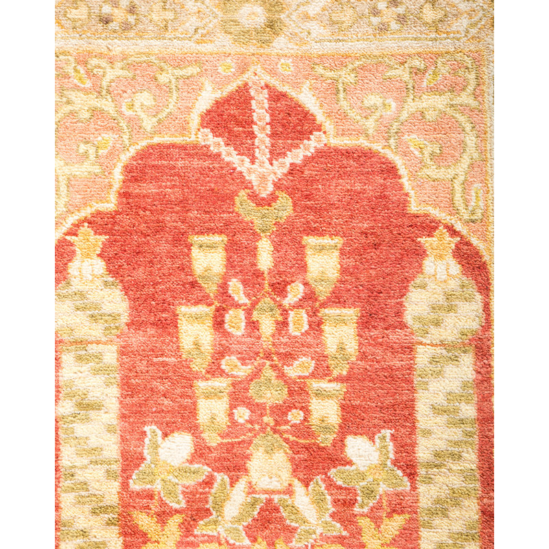 Tapis unique noué à la main orange / beige / vert traditionnel Keller 6 pi 1 po x 9 pi