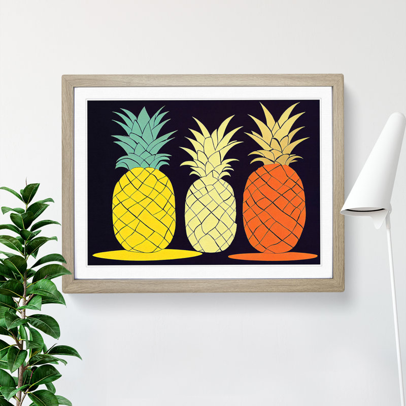 Abstract Pineapple Art Vol.2 - Framed Print, 25cm H x 34cm W x 2cm D, Oak