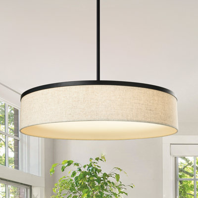 Dimmable LED Linen Fabric Drum Chandelier with Acrylic Diffuser