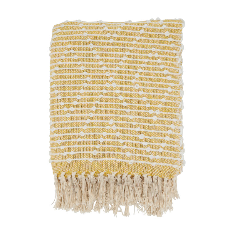 Sevan Collection Hand Woven Throw Blanket, Yellow