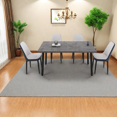 Expandable Modern Dining Table Sets With Pu Chairs, Mdf Wood, For Kitchen And Home